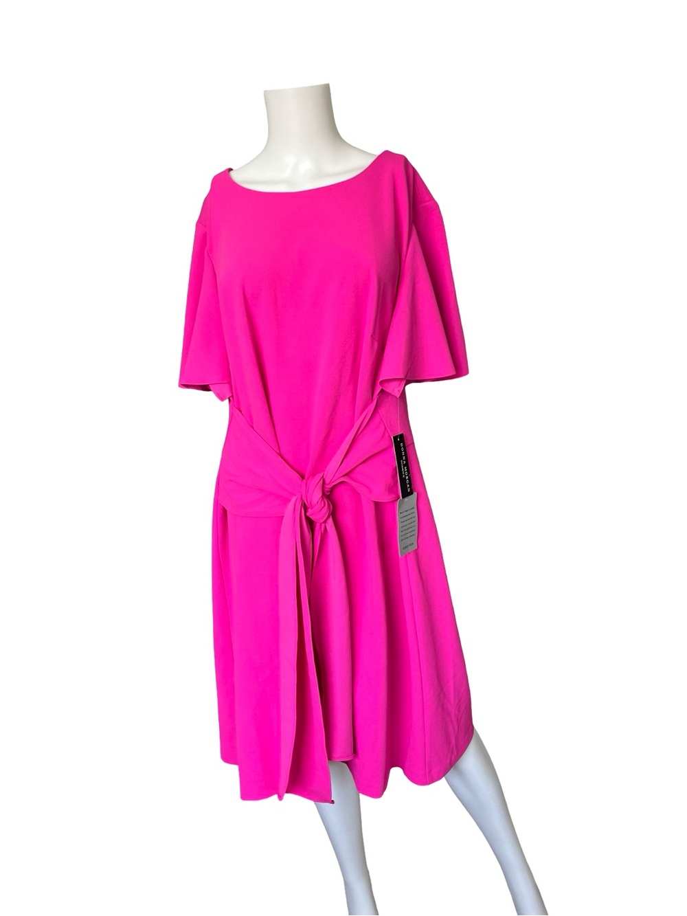 NEW Donna Morgan Bright Pink Dress Tie Waist Plus Size 20W Barbie Resort